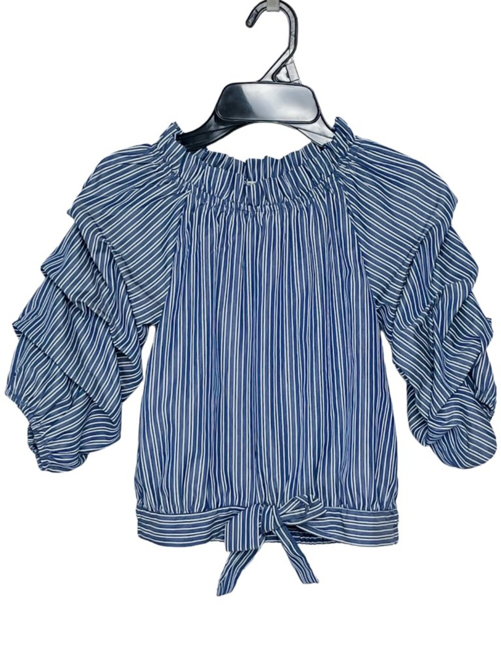 Habitual Girl Joyce Striped Ruffle Puff Sleeve Blouse Girls 12
